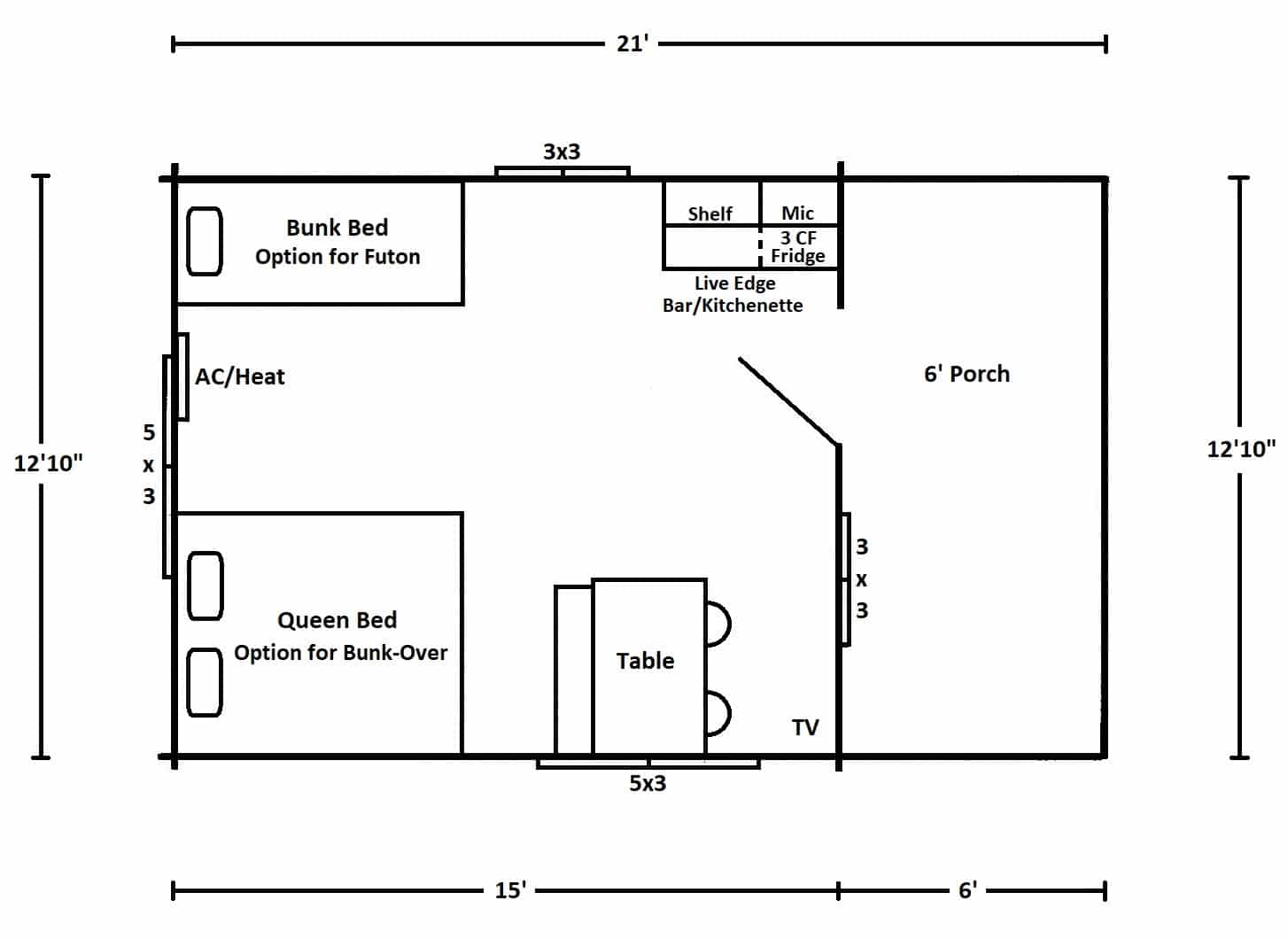 One Roomer layout