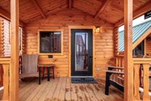 Lancaster Cabins - One Roomer Model Log Cabin - Front Porch