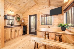 Lancaster Cabins - One Roomer Model Log Cabin - Kitchen and Dining Area