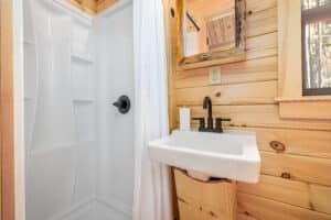 Lancaster Cabins - One Roomer Model Log Cabin - Shower